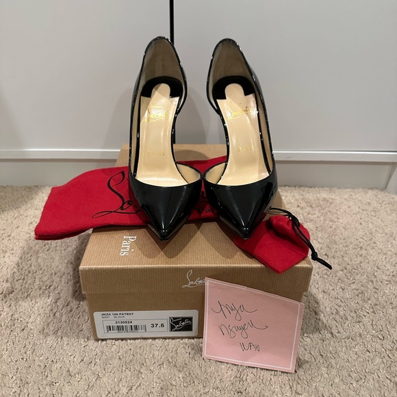 Christian Louboutin Iriza 100 Patent Black size 37.5, fits like 7.5 US - Picture 3 of 7